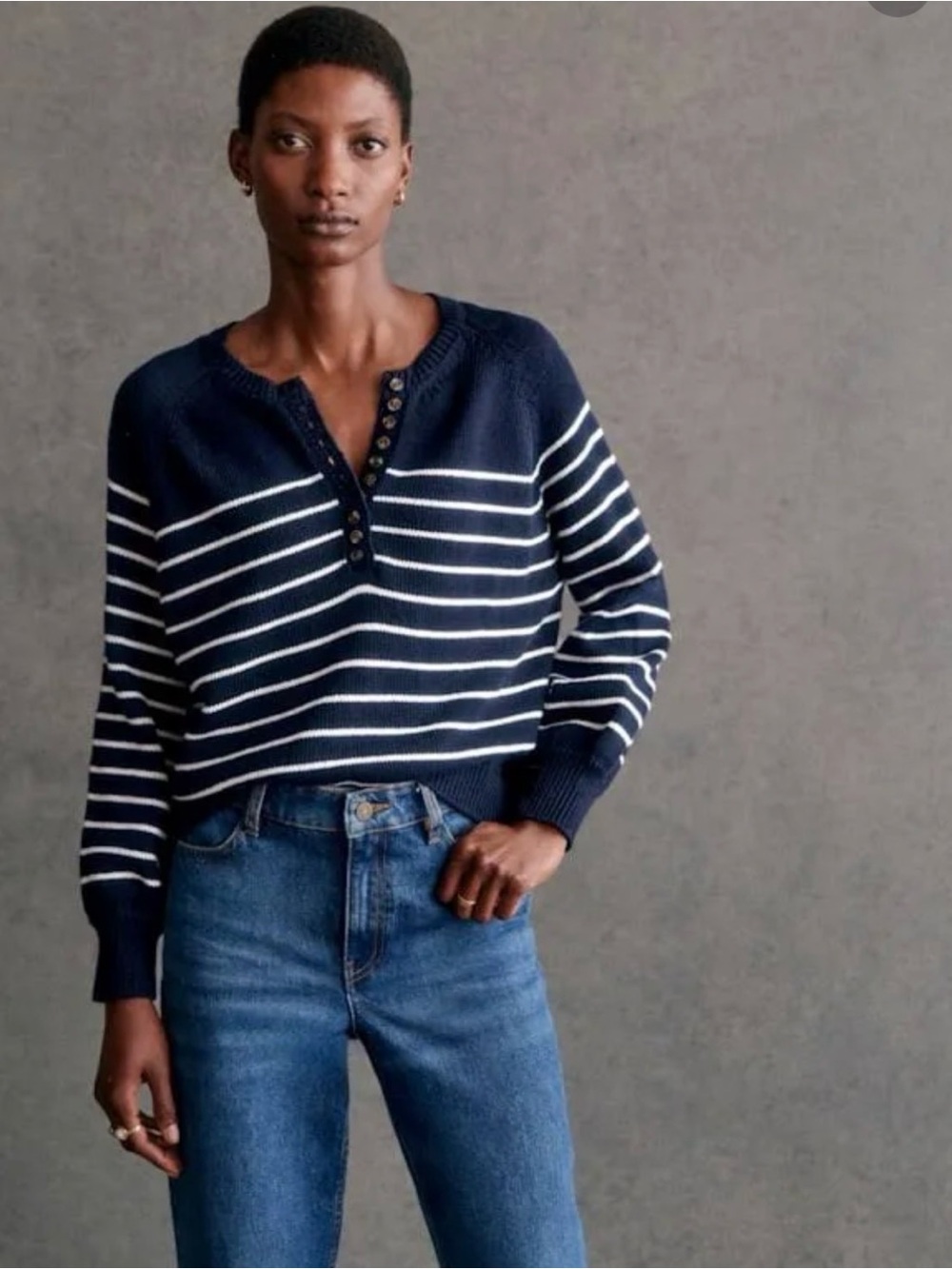 La Maille Sézane LEONTINE Navy Knit Sweater - XS